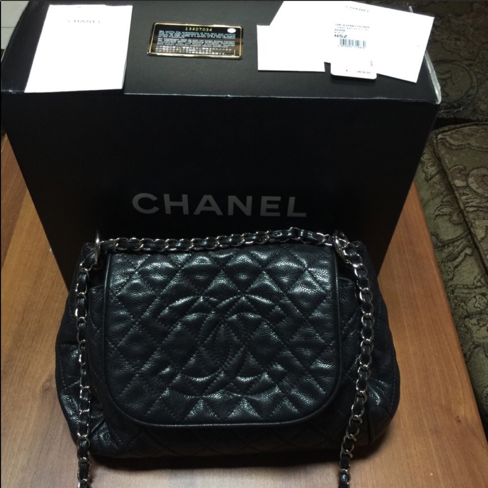 SOLD!  Chanel Black Quilted Leather Handbag